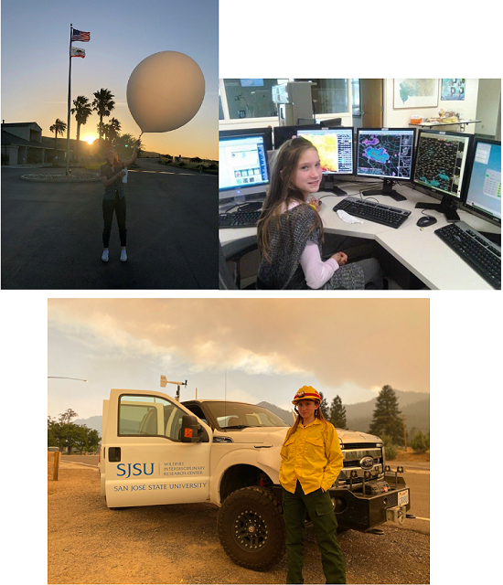 Photo of student who graduated and working with weather center